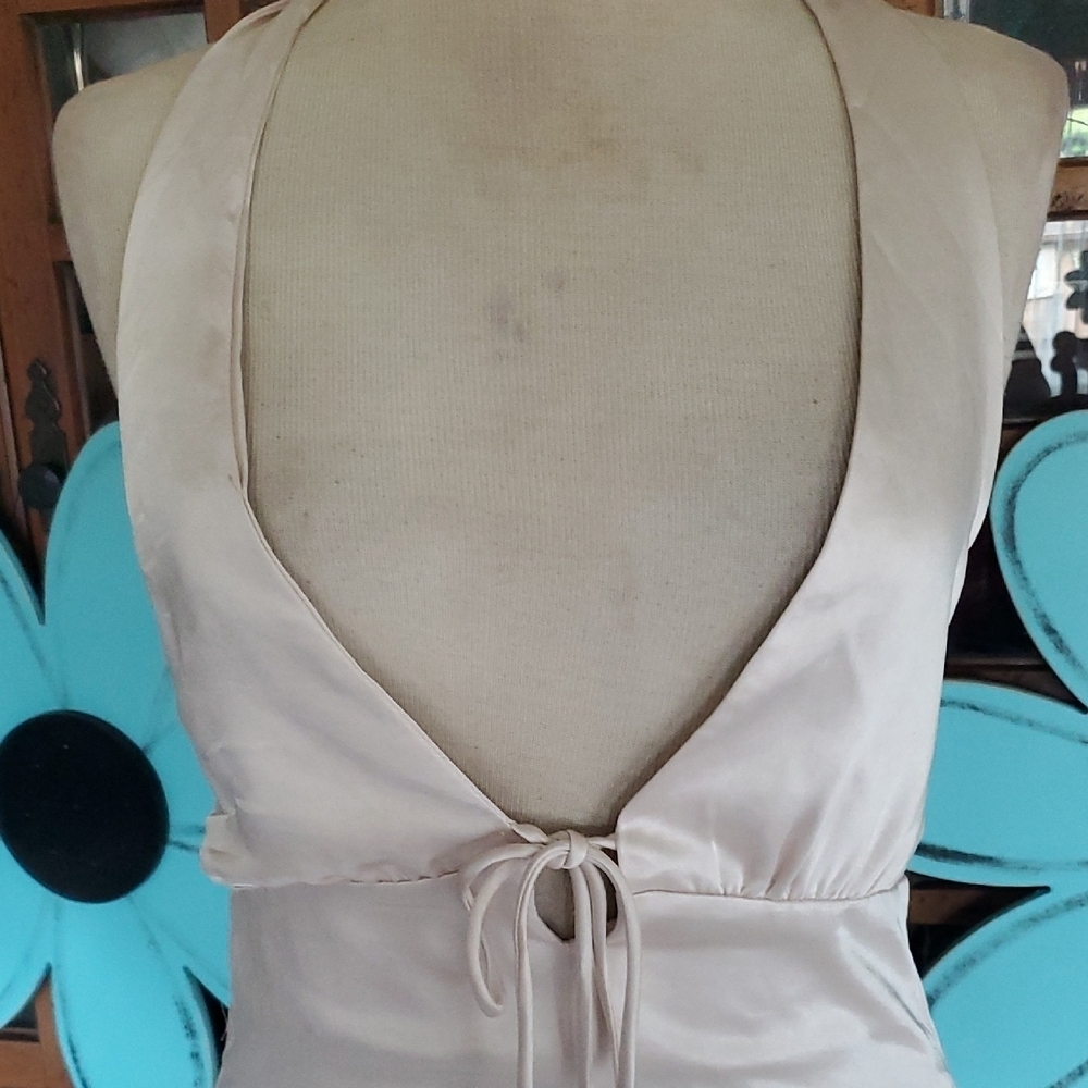 Princess Polly Cream Halter Tie Front Mini Dress - Picture 6 of 15